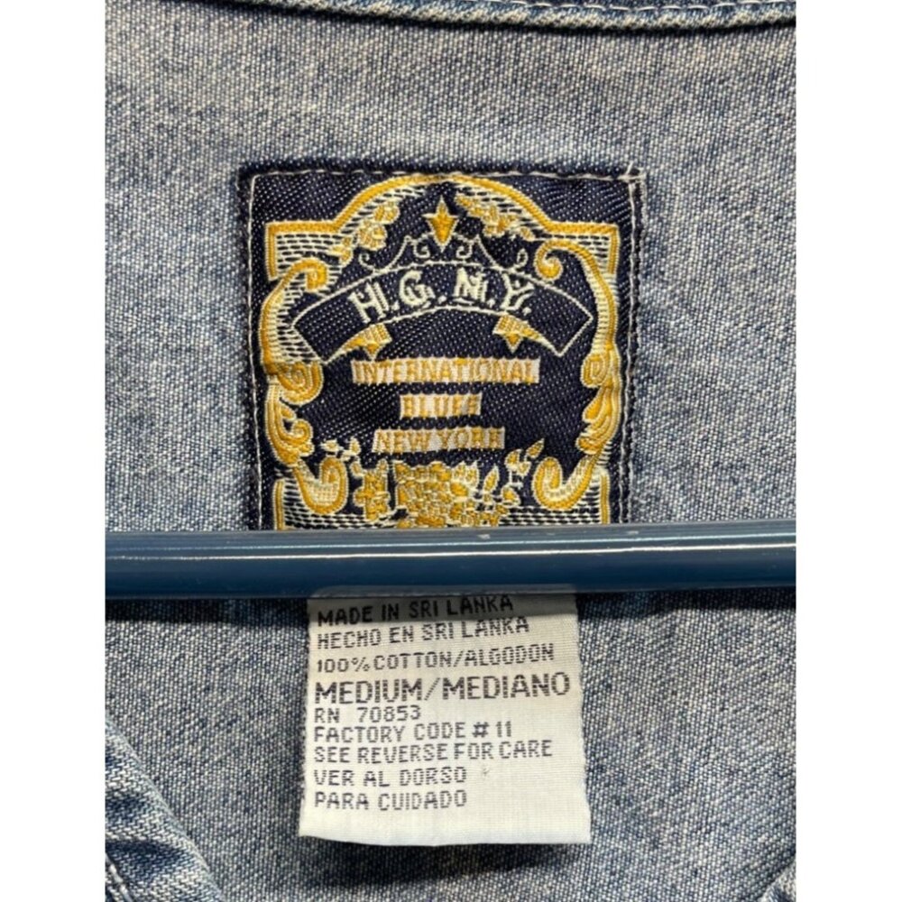 Vintage HGNY International Blues Denim Vest Size Medium - Picture 3 of 11